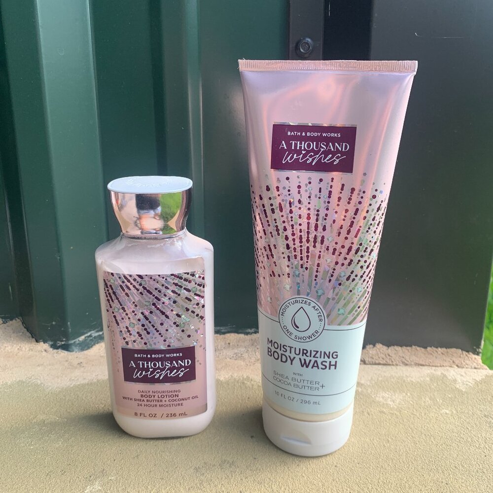 NEW BATH & BODY WORKS - A THOUSAND WISHES  Shea 8oz body lotion + 10oz body wash